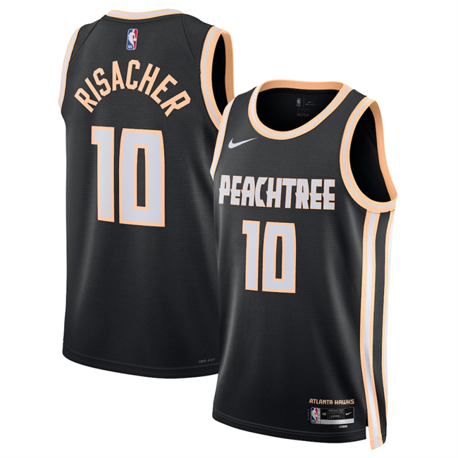 Men's Atlanta Hawks #10 Zaccharie Risacher Black 2025/26 City Edition Stitched Jersey